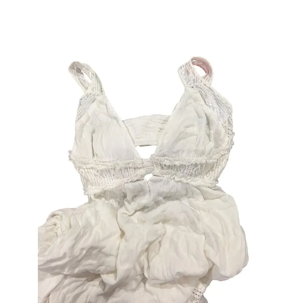 Free People Free-Est Hadlee Maxi Dress Boho Crochet Open Back - Medium - Picture 3 of 4